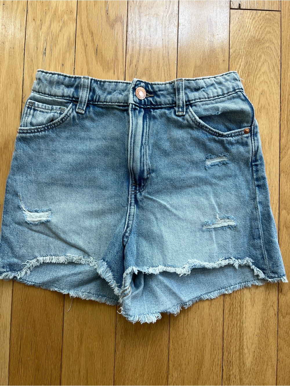 H&M Light Blue Distressed Denim Shorts